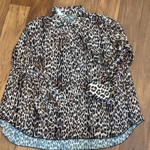 Good American Leopard Print Blouse size 3/4 (fits 1x/2x)